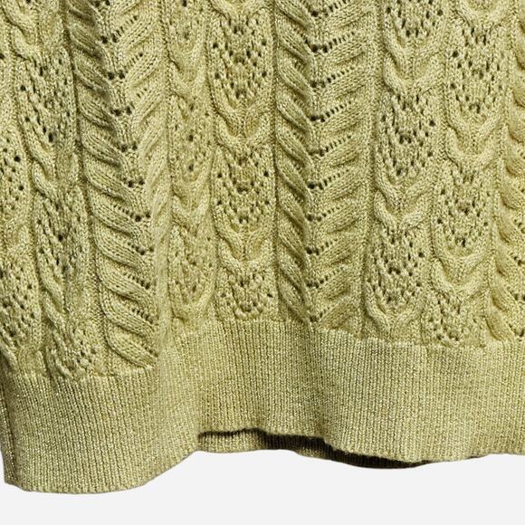LRL Ralph Lauren Cable Knit Cashmere Blend Turtleneck Sweater Metallic Large - Picture 6 of 10